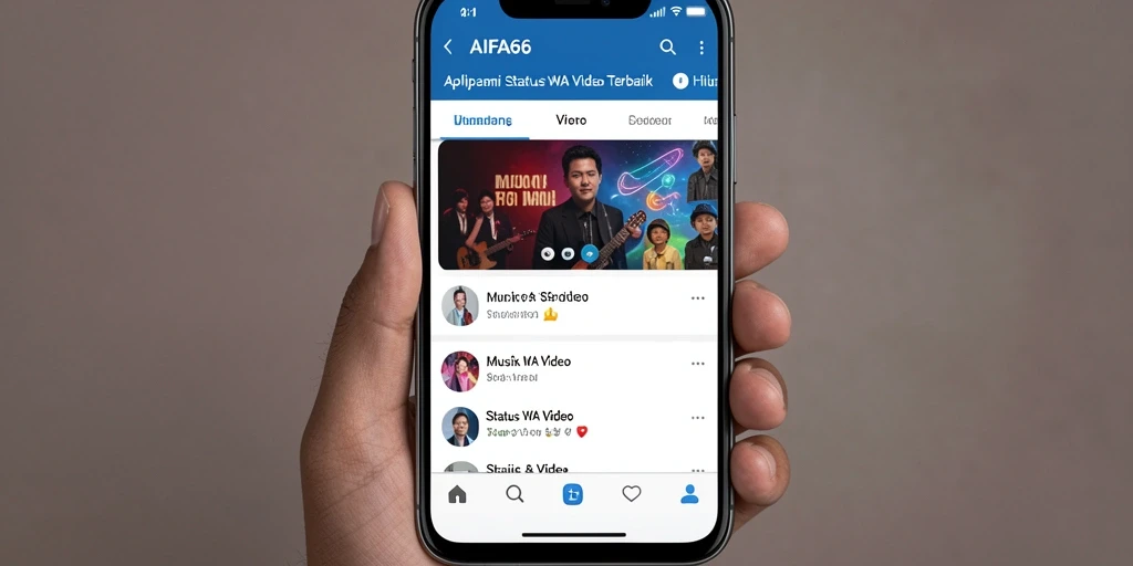 Antarmuka AIFA66 dengan berbagai pilihan video status WA.