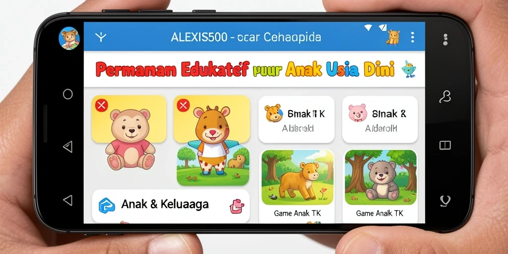 Tampilan antarmuka ALEXIS500 yang menarik untuk anak-anak.