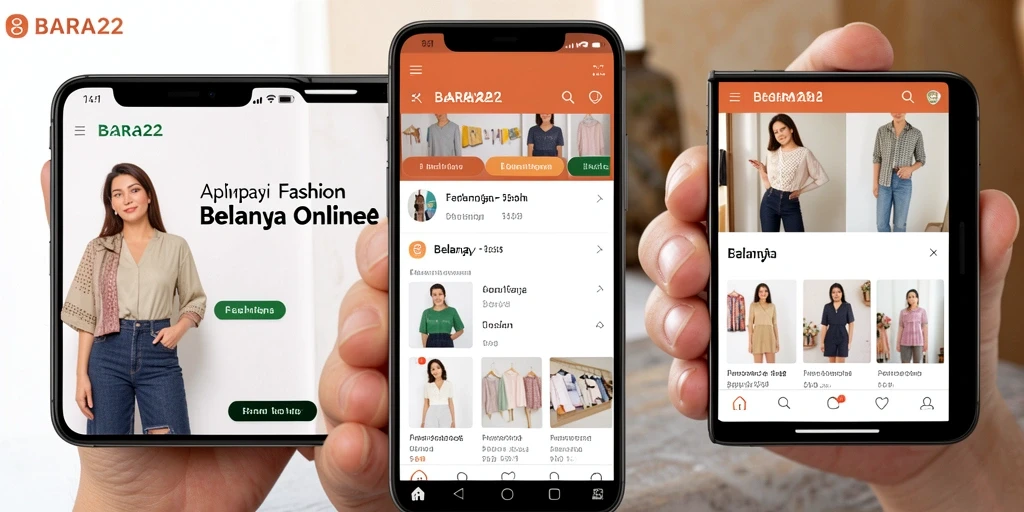 Antarmuka aplikasi BARA22 yang menarik dan fungsional untuk belanja fashion.