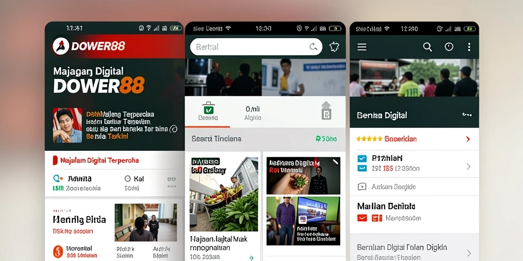 Tampilan antarmuka aplikasi DOWER88 yang menarik dan informatif.
