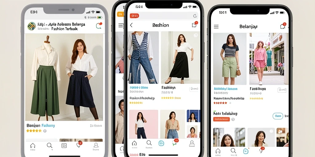 Antarmuka E88 yang menarik dan mudah digunakan untuk belanja fashion.