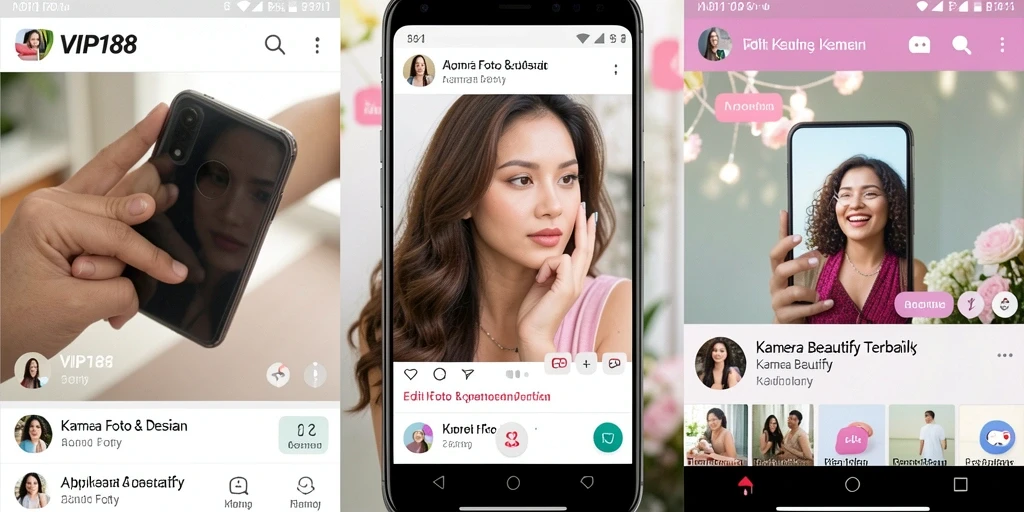 Tampilan antarmuka VIP188 dengan fitur Kamera Beautify yang menarik.
